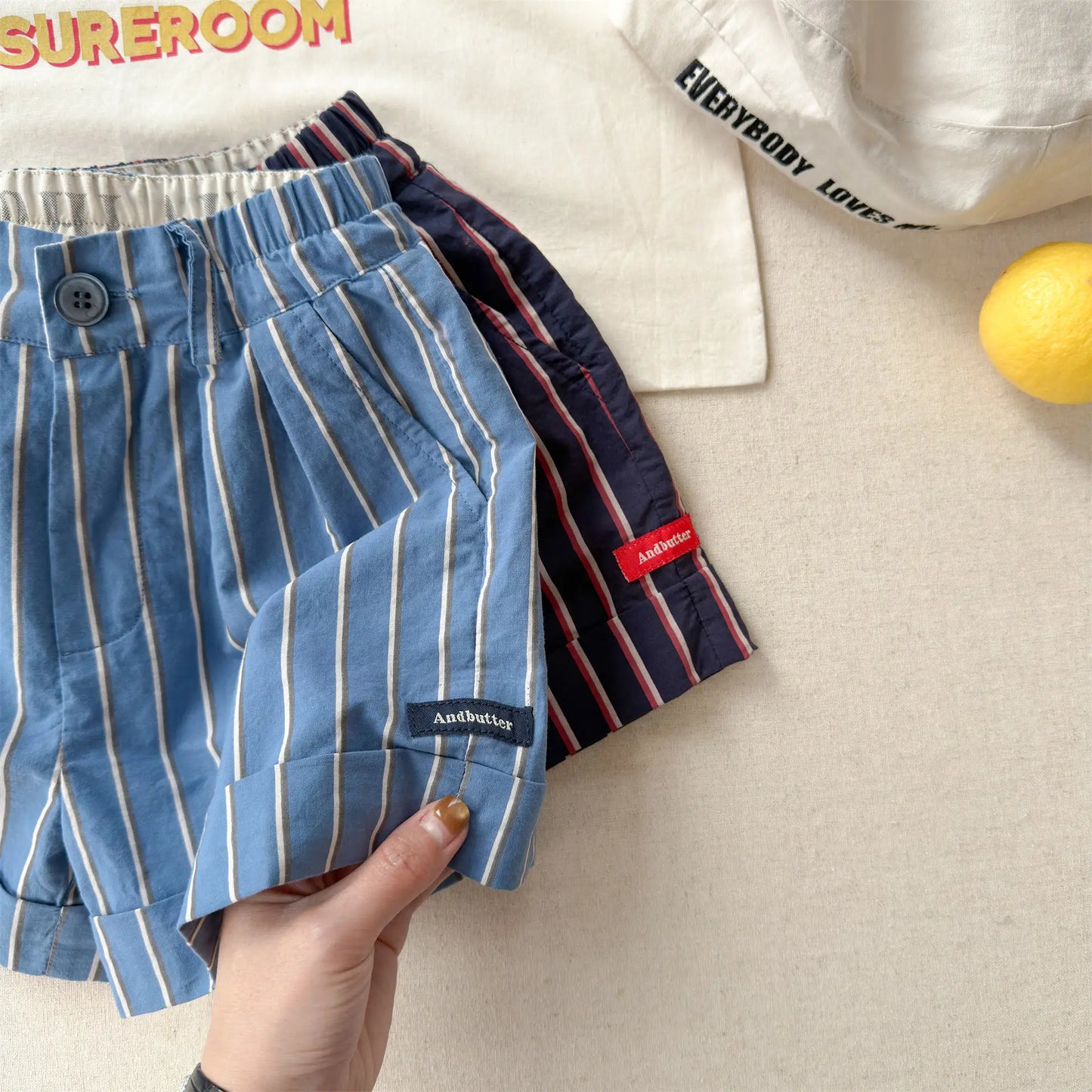 2026 Summer New Children Casual Striped Shorts Boys Girls Loose Shorts Thin Cotton Toddler Pants Fashion Kids Clothes