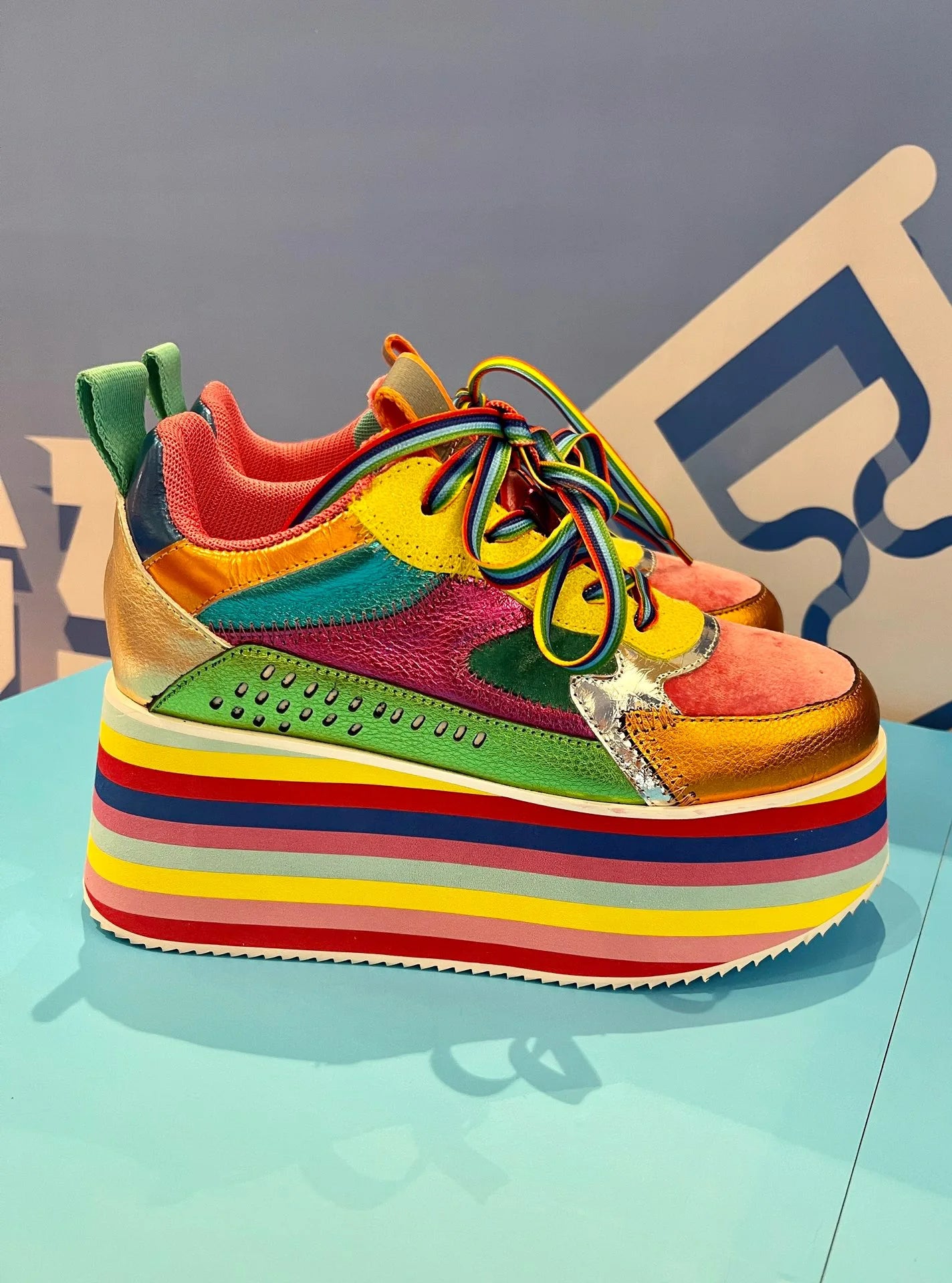 Spring Autumn Women Colourful Sneakers High Platform Shoes Heels Chunky Casual Dad Shoe Genuine Leather Thick Bottom Fashion New