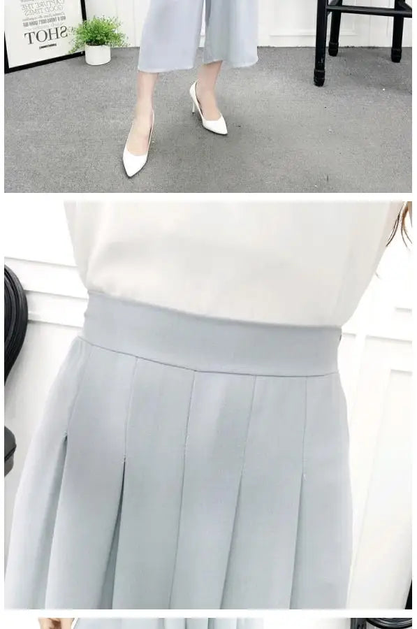 High Waist Wide Leg Pants Skirt Pants Chiffon Cotton Linen Seven Eighteen Length Trendy Women's Casual Trousers Commute Style