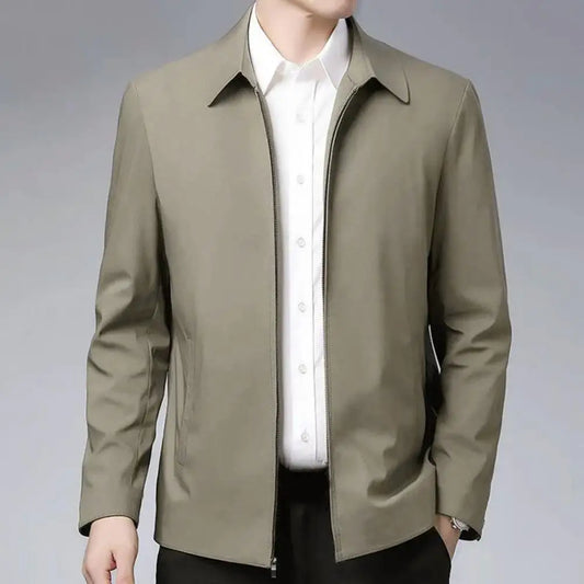 Men Spring Jacket Formal Business Full Zipper Closure Men Jacket Zip Up Lapel Collar Spring Fall Cardigan Coat Men's Clothing