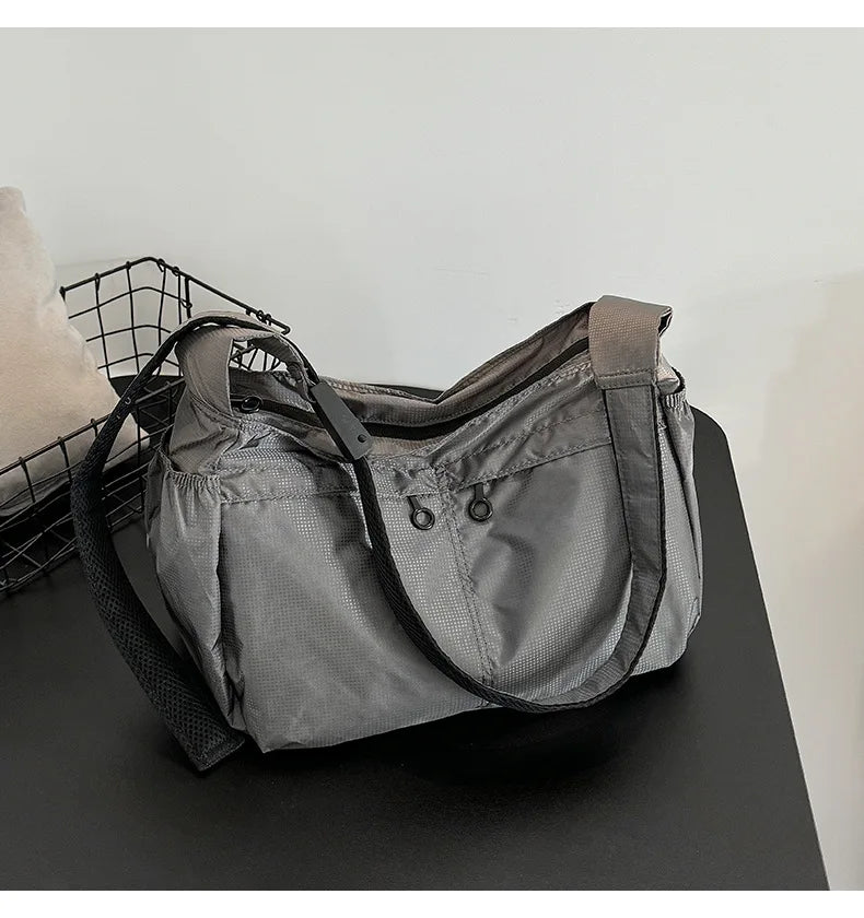 Outdoor Portable Crossbody Bags for Men and Women Commuter Waterproof Youth Shoulder Bag Solid Color Lightweight Female Tote