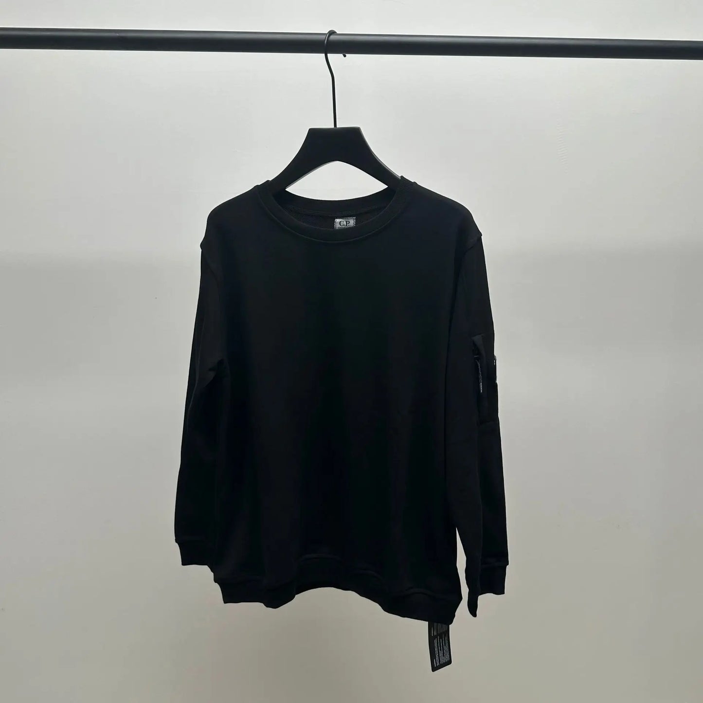 Prowow Men Solid Round Neck Sweatshirts Hip-hop Loose Sports Pullover Top Male Zipper Pocket Decoration Sports Shirt