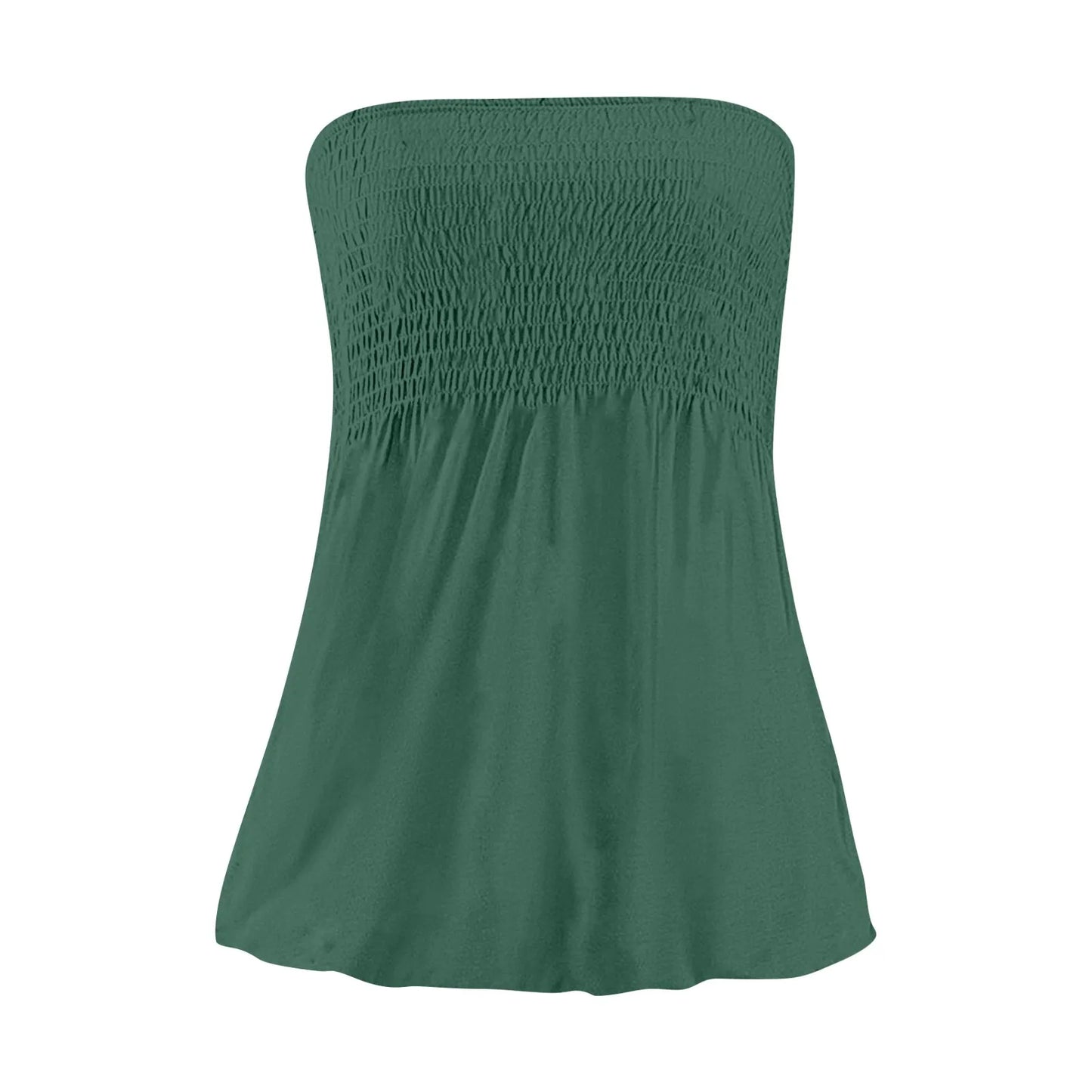 Sexy Streetwear Tops 2024 New Summer Sexy Backless Strapless Beach Top Female Chic Solid Color Korean Style Pleated Tube Top