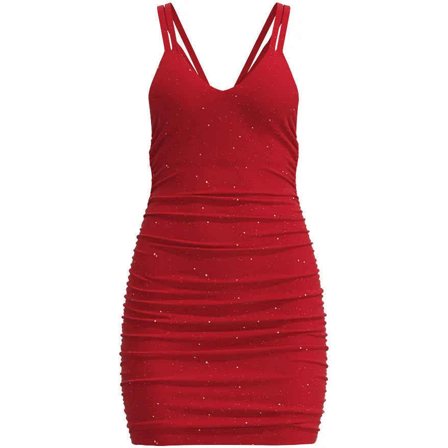 New Style Sexy Girl Halter Dress Pure Color Hip Skirt