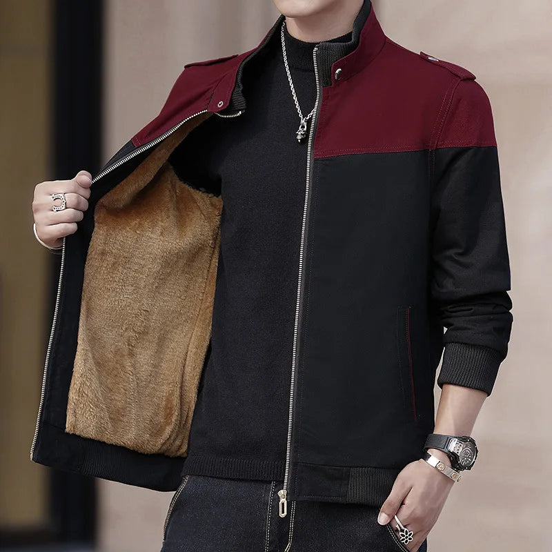DIMUSI Winter Men's Bomber Jacket Casual Mens Outwear Fleece Warm Coats Fashion Stand Collar Uniform Jackets Mens Brand Clothing