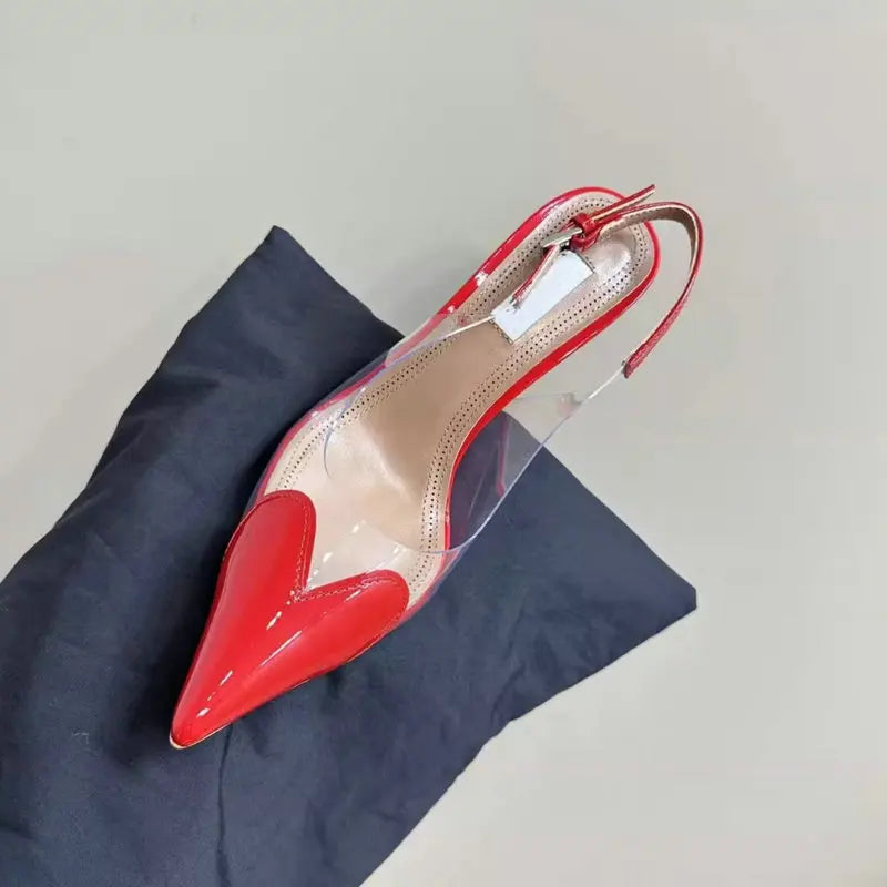 2025 New PVC European Style High Heels Women'S Summer Pointed Toe Runway Sandals Party Shoes