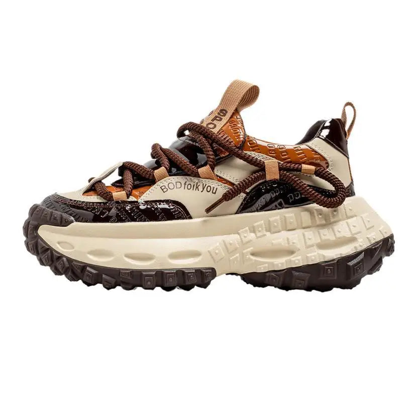 Trendy Dad Sneakers Thick Bottom Heightening Men's Casual Sports Shoes Spring Summer New Style round Toe Low Top EVA Insole
