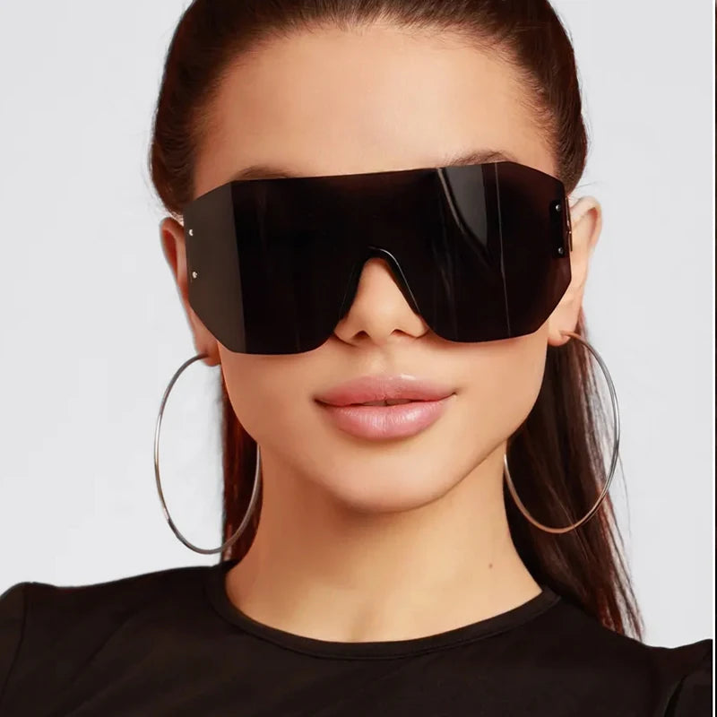 New Y2k Trendy Cycling Sports Sunglasses With Stylish Hollow Temple Frameless One-piece Glasses 353 BAZAARHUBO