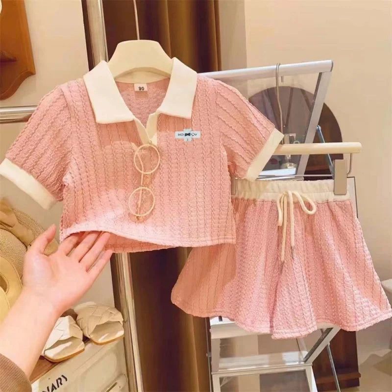 Kids Girls Short Sleeve Top+Shorts 2Pcs Clothes Set Children New Summer Casual Outfits Comforts Sportswear Suits For 2-10 Years