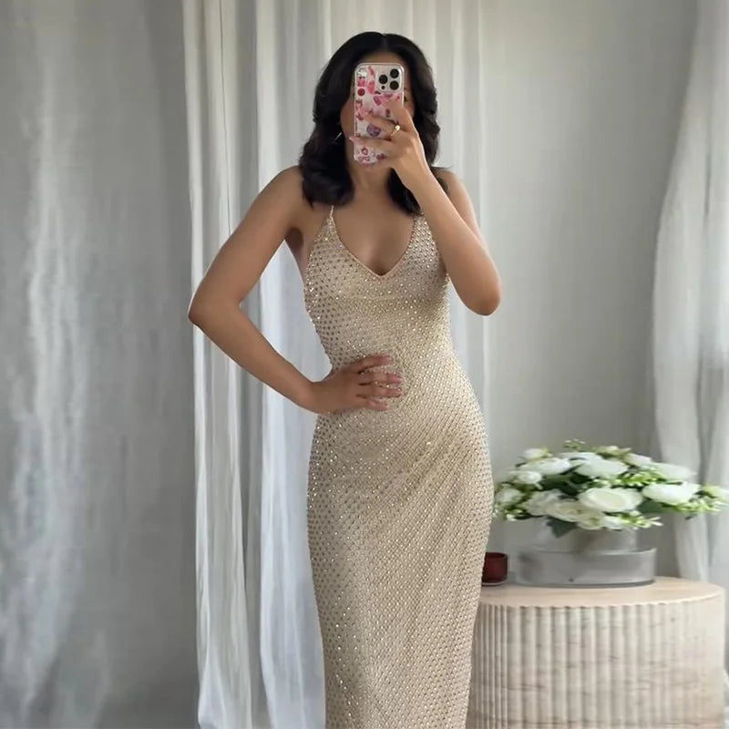 Sexy Rhinestone Strapless Vest Mini Skirt Sets Women Pleated Sleeveless Backless Tops Short A-line Skirts 2025 Summer Lady Suits