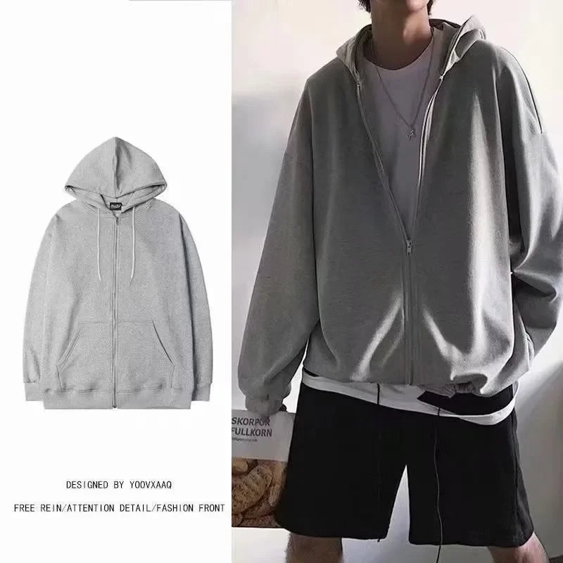 Men's and Women's Universal Warmth Trendy Zippered Hooded Sweatshirt - Fall/Winter Style - Men's - New Long-Sleeved Hooded Sport BAZAARHUBO