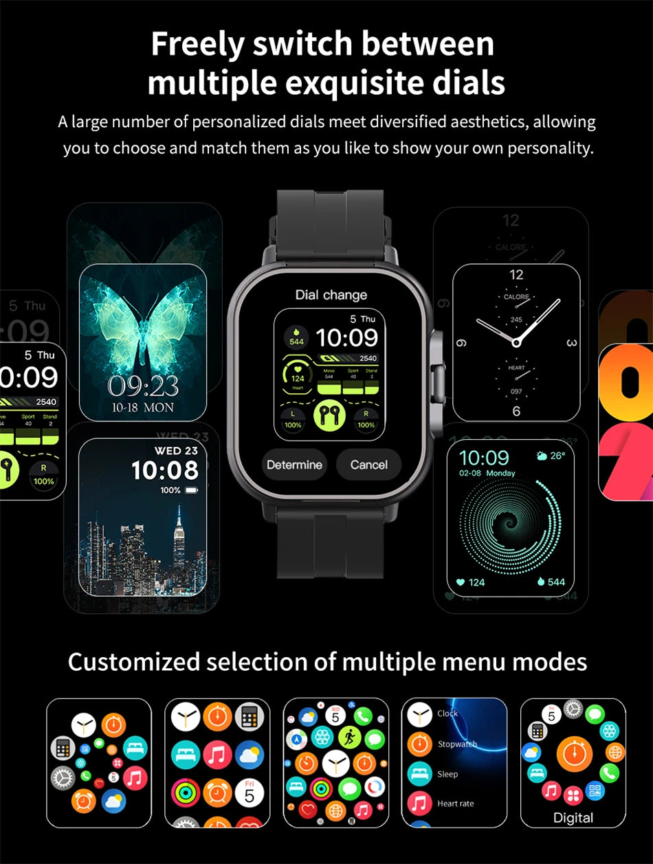 TWS 2 In 1 Smartwatch Earphones Sports Smart Watch Wireless Bluetooth Calling Health Monitor Fitness Record Watches With Headset