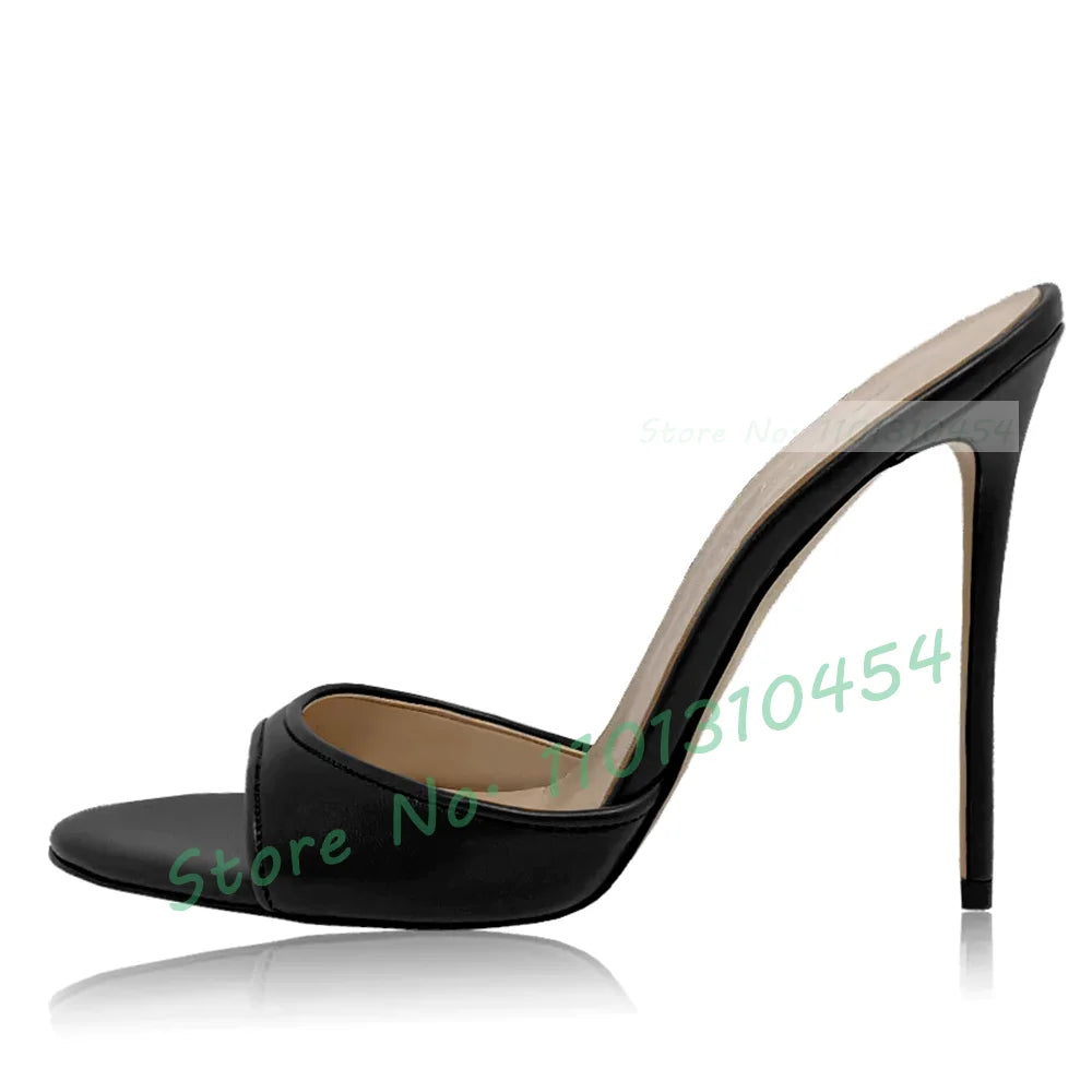 Snake Print Round Open Toe Slippers Women Casual Solid Outdoor Stiletto High Heels Shoes Female Customize Elegant Dress Slides