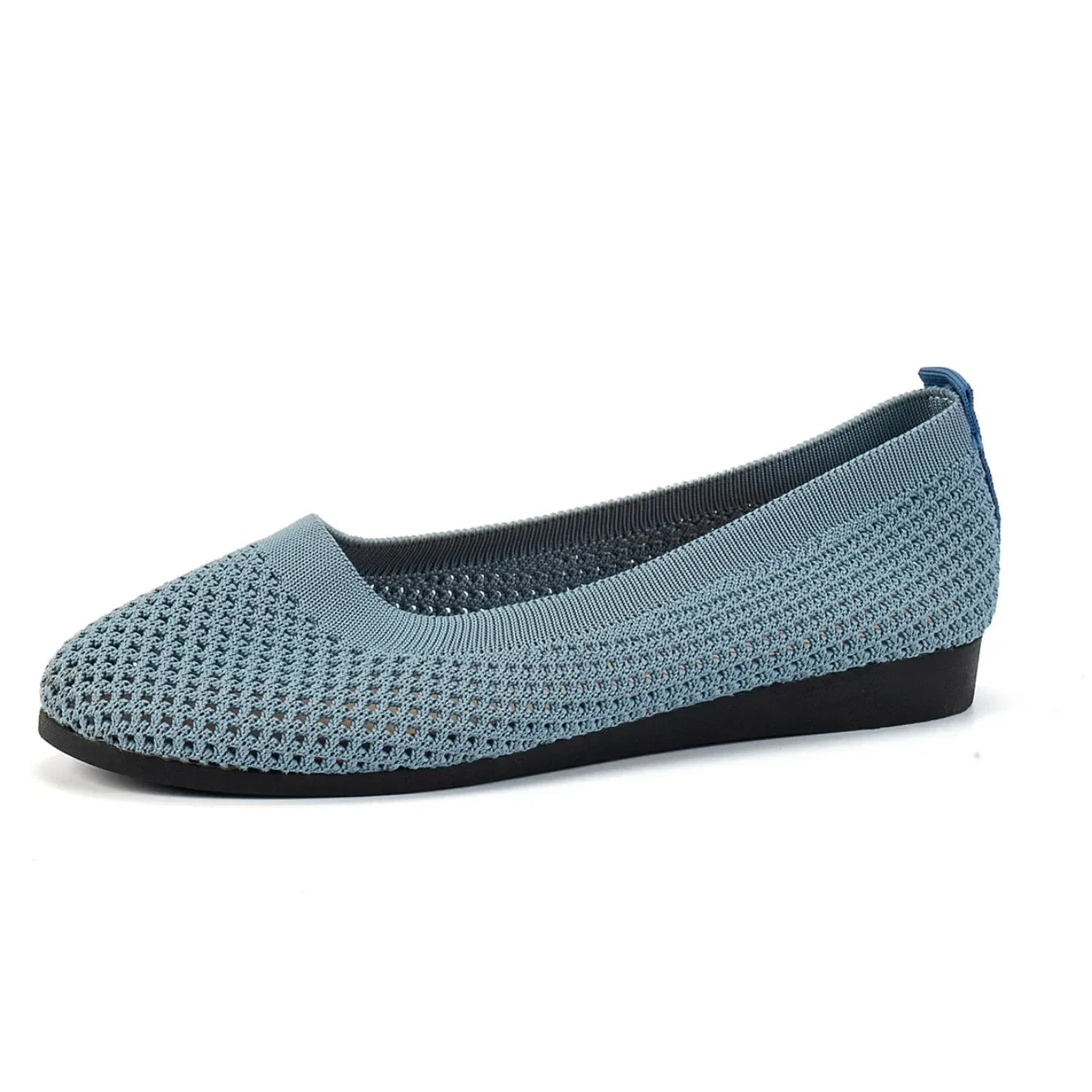 Women Round Toe Flat Shoes Solid Color Knitted Slip on Shoes Casual Breathable Ballet Flats Women Mesh Flat Shoes Loafers Woman