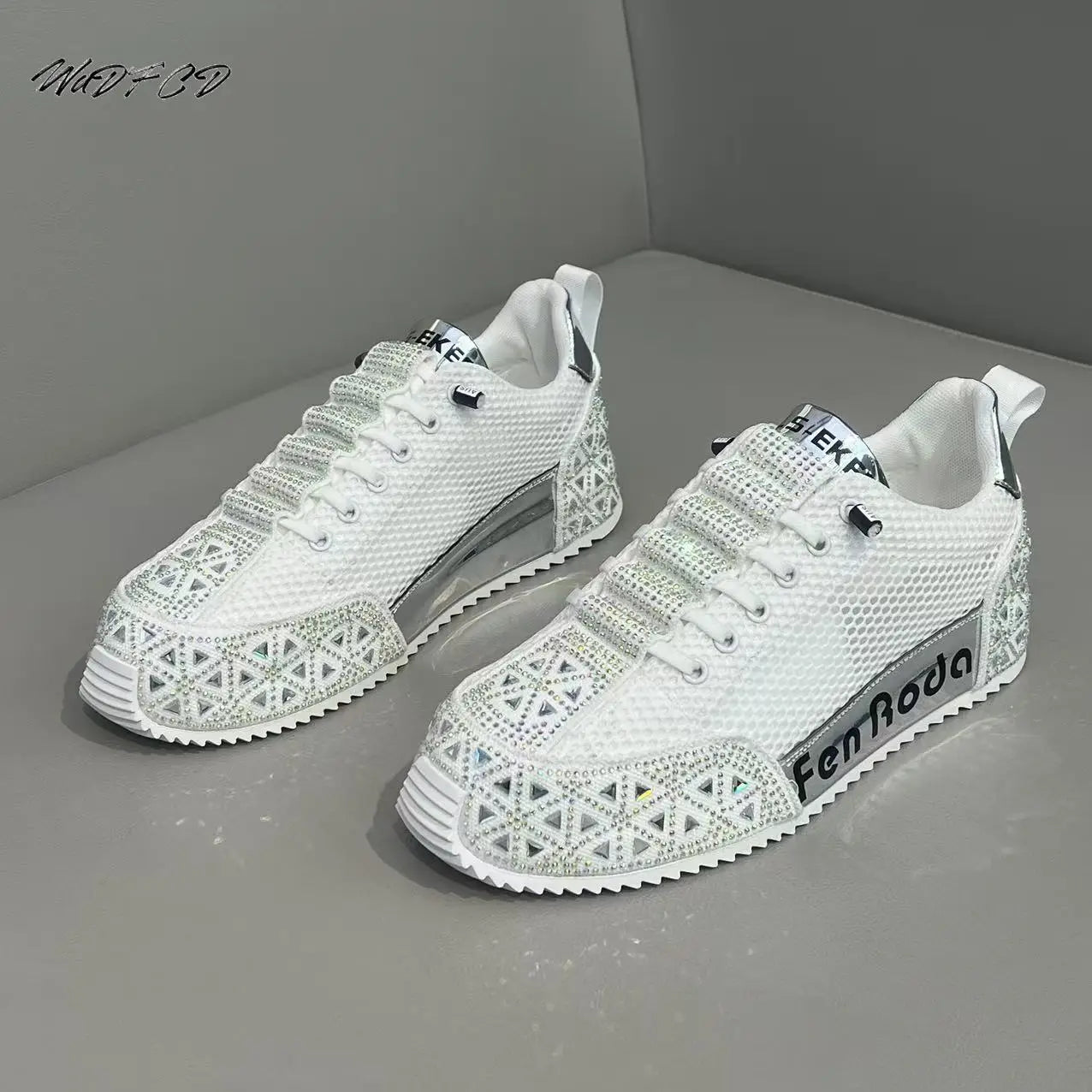 Sneakers Casual Men Designer Punk Bling Board Shoes Fashion Leather Mesh Breathable Increased Internal Flat Platform Sport Shoes