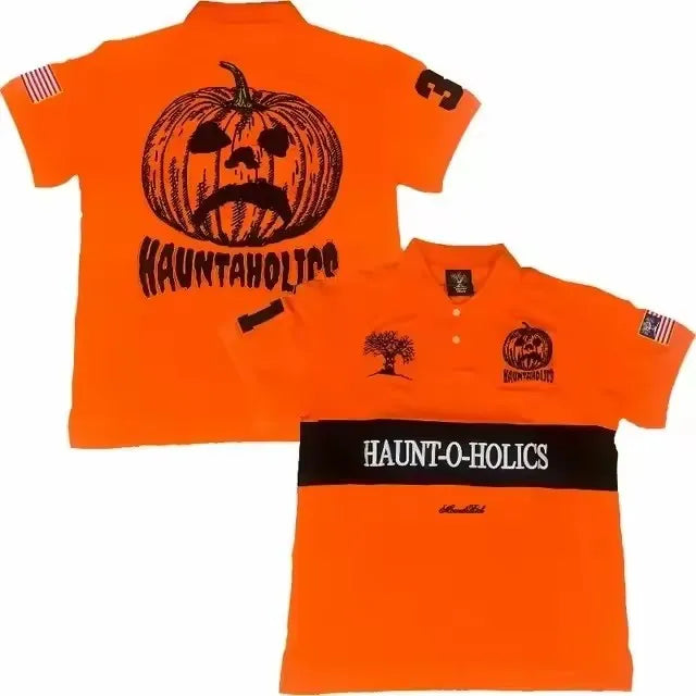 Футболка Поло Haunted Mound Hauntaholics Sematary Y2k Tshirt Mens Pumpkin Head Embroidered Oversized T Shirt Short Sleeved Tops