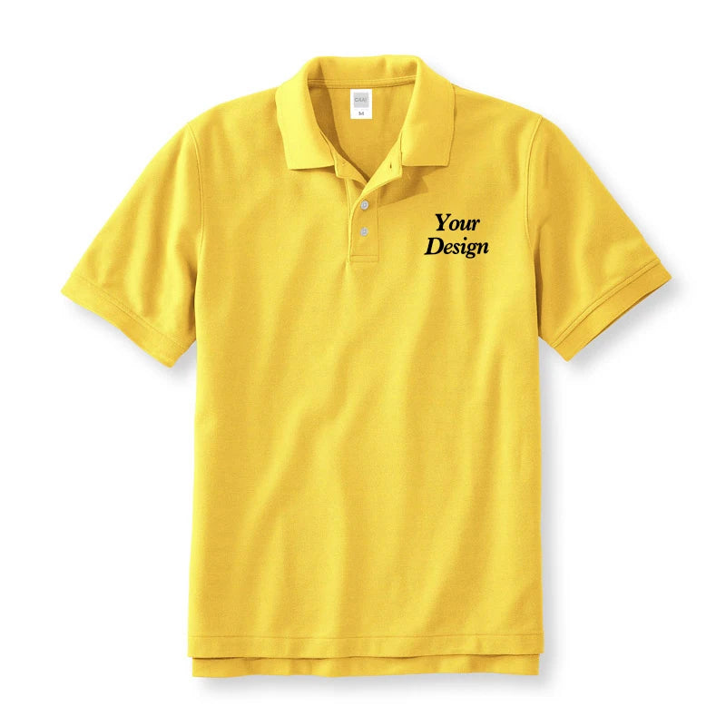 Quality Custom Polo 100% Cotton Print Your Brand Design Logo Company Group Team Slogan Text PoloShirt Work Wear Uniform 230gsm