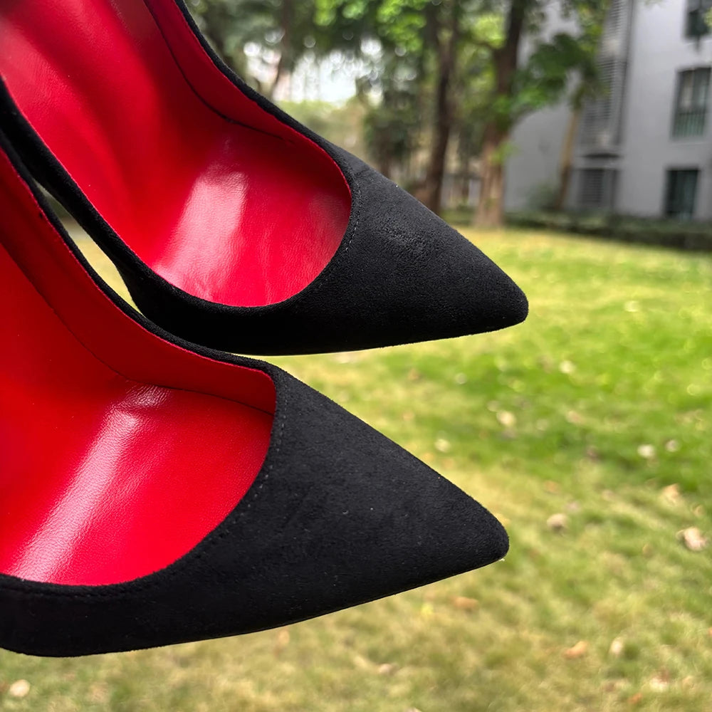 2026 Newly Black 16cm Ultra High Heels SEXY Suede Woman Pumps Slip on Pointed toe Flock Photograph T-stage Show Unisex Shoes