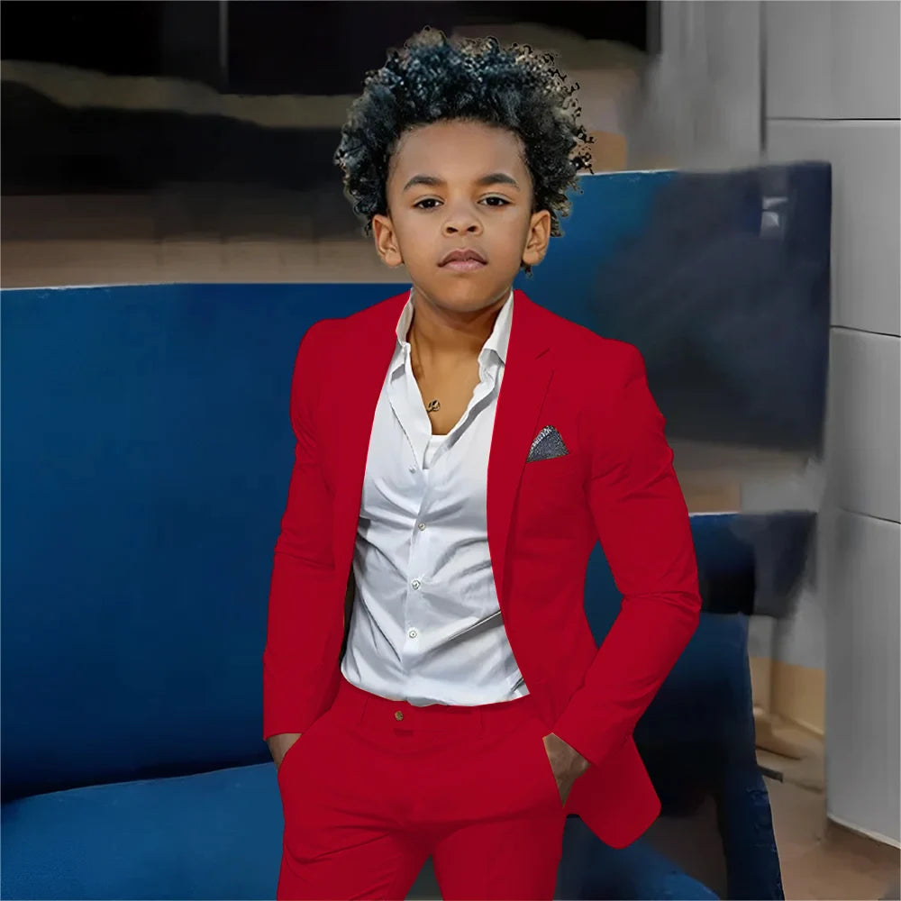 Casual Beige Boys Suit 2 Piece Set Fashion Design Wedding Tuxedos for Kids Custom Clothes 2-16 Years Old Outfit