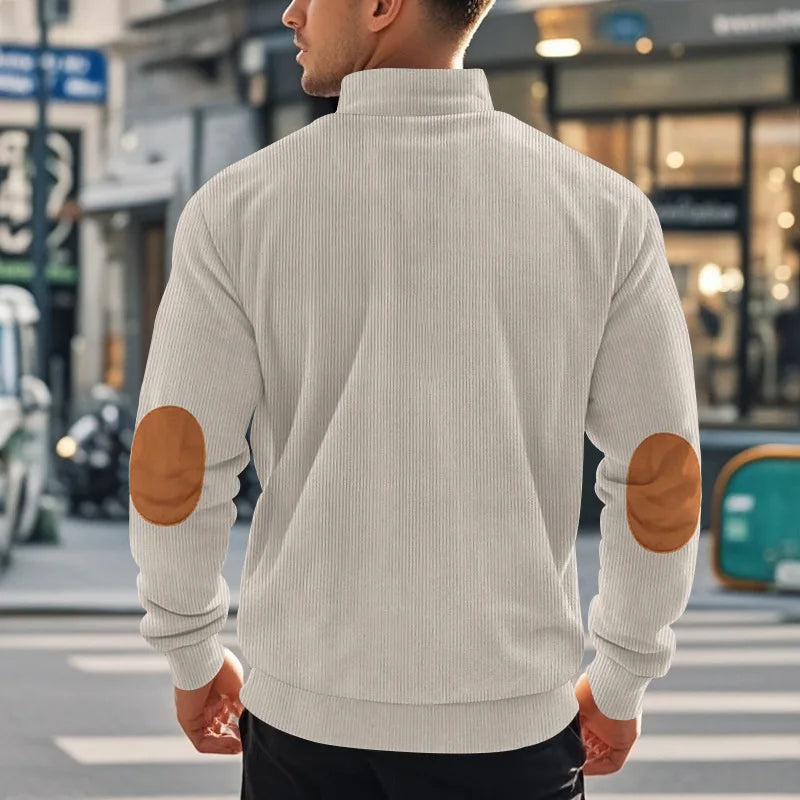 spring autumn new men's fleece sweatshirt stand-up collar half zipper pullover long sleeve sweatshirt corduroy trend men's tops
