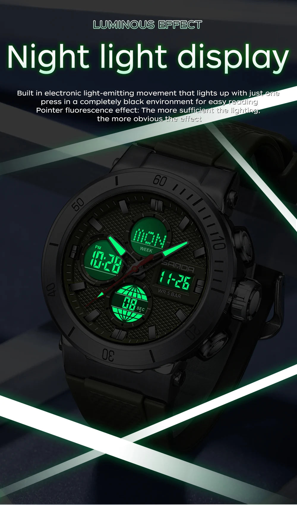 Fashion SANDA 2025 Top Brand 6191 Men New Countdown Stopwatch Waterproof Light Electronic Alarm Clock Time Led Digital Watches