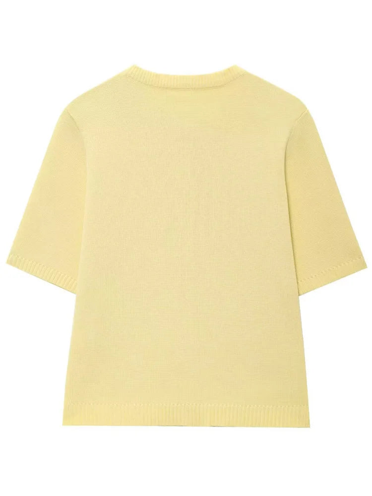 HXAO Cardigan Woman Knitwear Button Ladies Short Sleeve Knit Bolero Women's Tricot Top Summer Outerwear Crop Cardigan Top Female