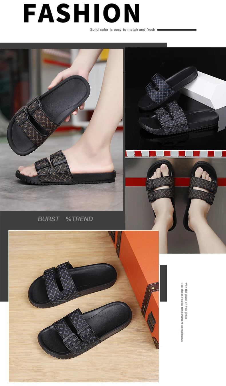 Brand Men Women Sandals Summer Designer Couple Cork Clogs Sandals Luxury Classic Unisex Mules Beach Slide With Adjustable Buckle