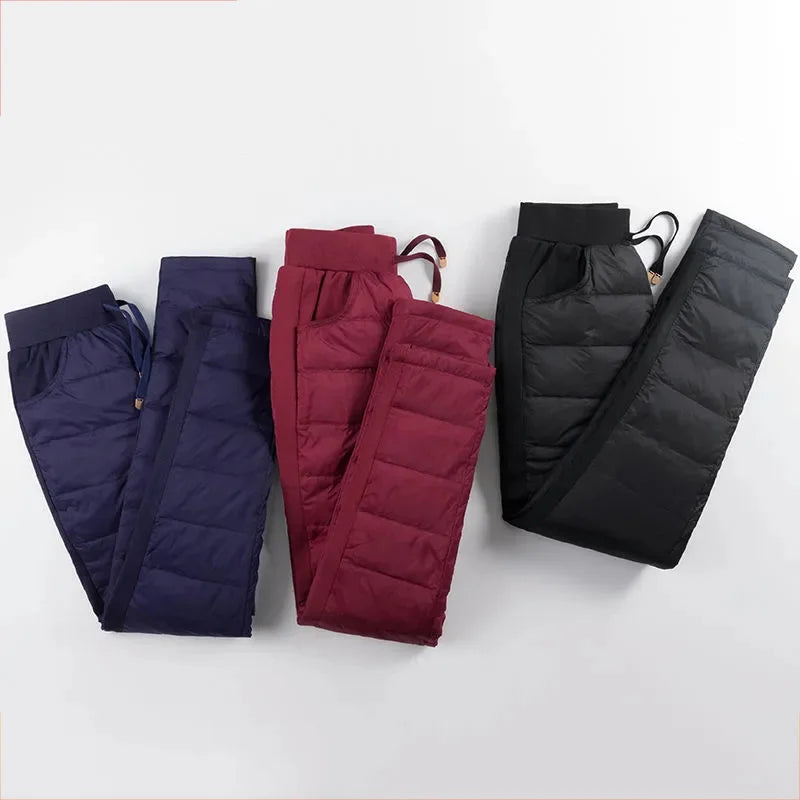 Winter Warm Windproof Pencil Pants Women Casual Oversize 4xl Slim Cotton Padded Lined Sweatpants High Waist 90cm Black Leggings