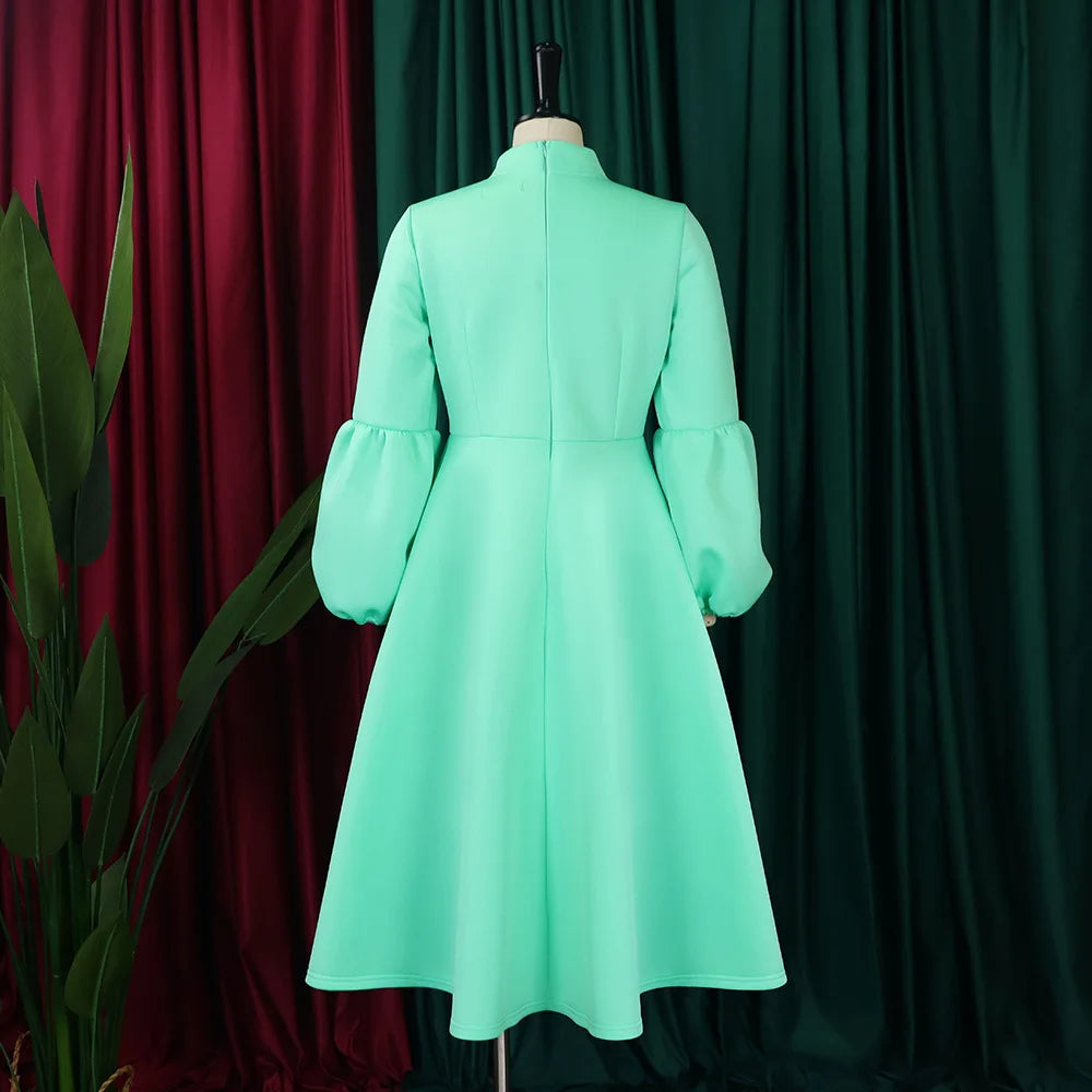 Church Dresses for Black Women African Vintage Fashion Bow Neck Formal Party Dress Ladies Elegant Swing Evening Dress Nice