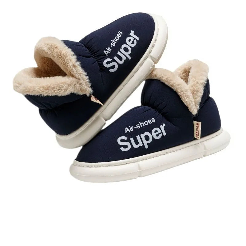 Winter Plush Men Cotton Shoes Warm Plush Men House Slippers Outdoor Soft Non Slip Women's Shoes Casual Furry Men Shoes