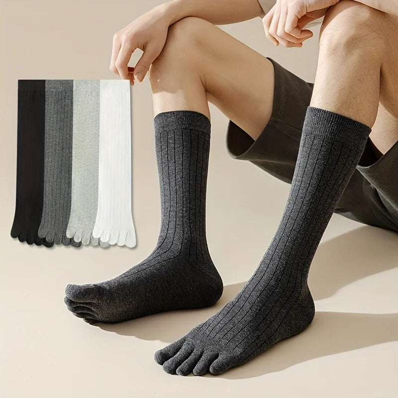 Men's Cotton Sweat Absorption Split-toe Knee-high Socks Breathable High Quality Soft Male Sock Comfortable Fashion Casual Sox