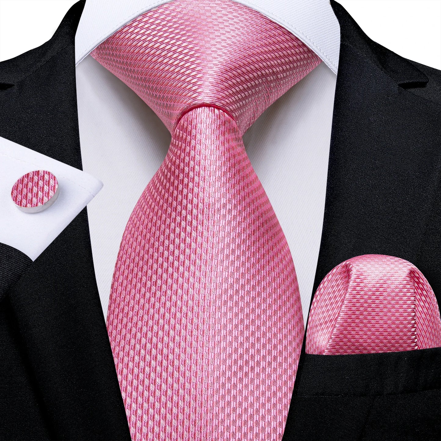 Dark Red Plaid Silk Ties for Men Classic 8cm Business Wedding Party Accessories Pocket Square Cufflinks Gift DiBanGu Dropship BAZAARHUBO