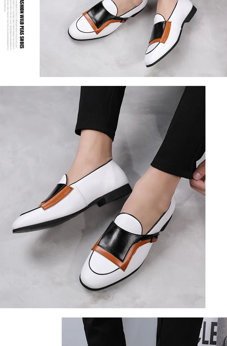 Luxury Designer New Monk Strap Blue and White Oxford Shoes For Men's Formal Wedding Prom Dress Homecoming Sapatos Tenis Masculin