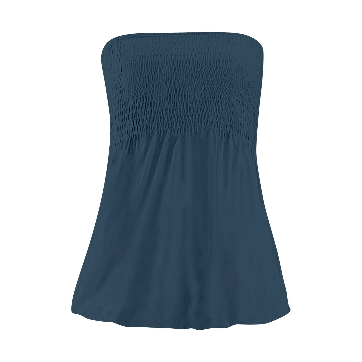 Sexy Streetwear Tops 2024 New Summer Sexy Backless Strapless Beach Top Female Chic Solid Color Korean Style Pleated Tube Top