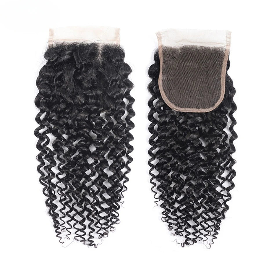 20 Inch Straight Body Wave Deep Curly 4x4 Transparent Lace Closure Pre-Plucked Raw Indian Hair Natural Color 150% Density