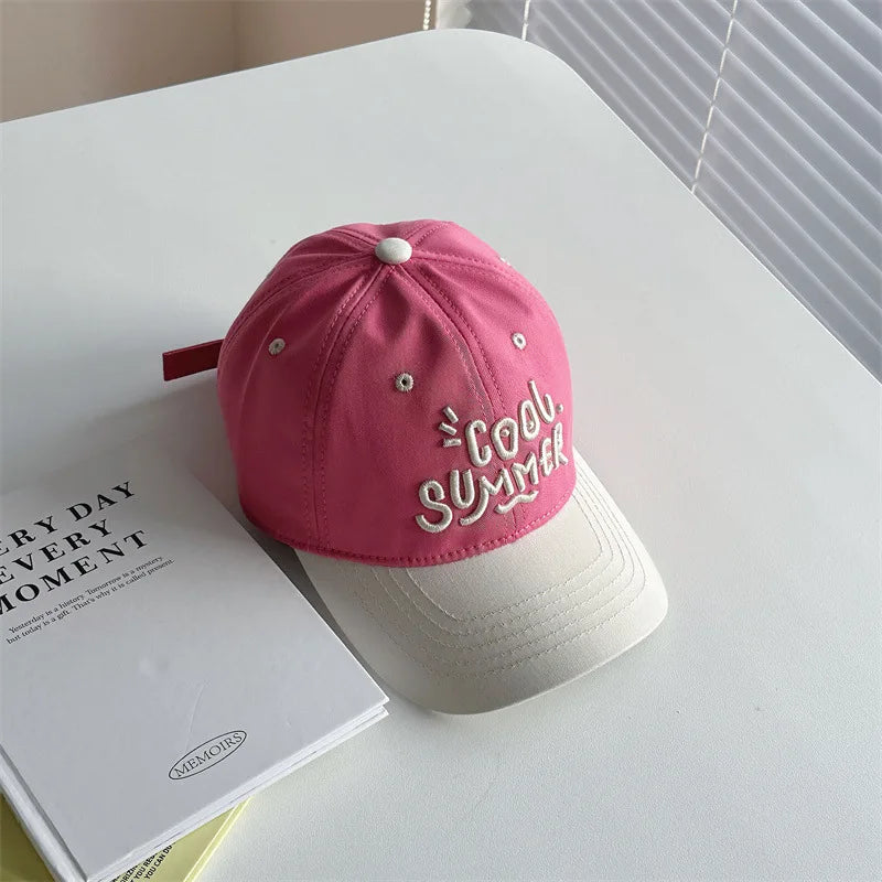 Letter Colorblock Kids Baseball Cap Summer Sunshade Toddler Peaked Hat Korean Embroidered Children Sun Hats