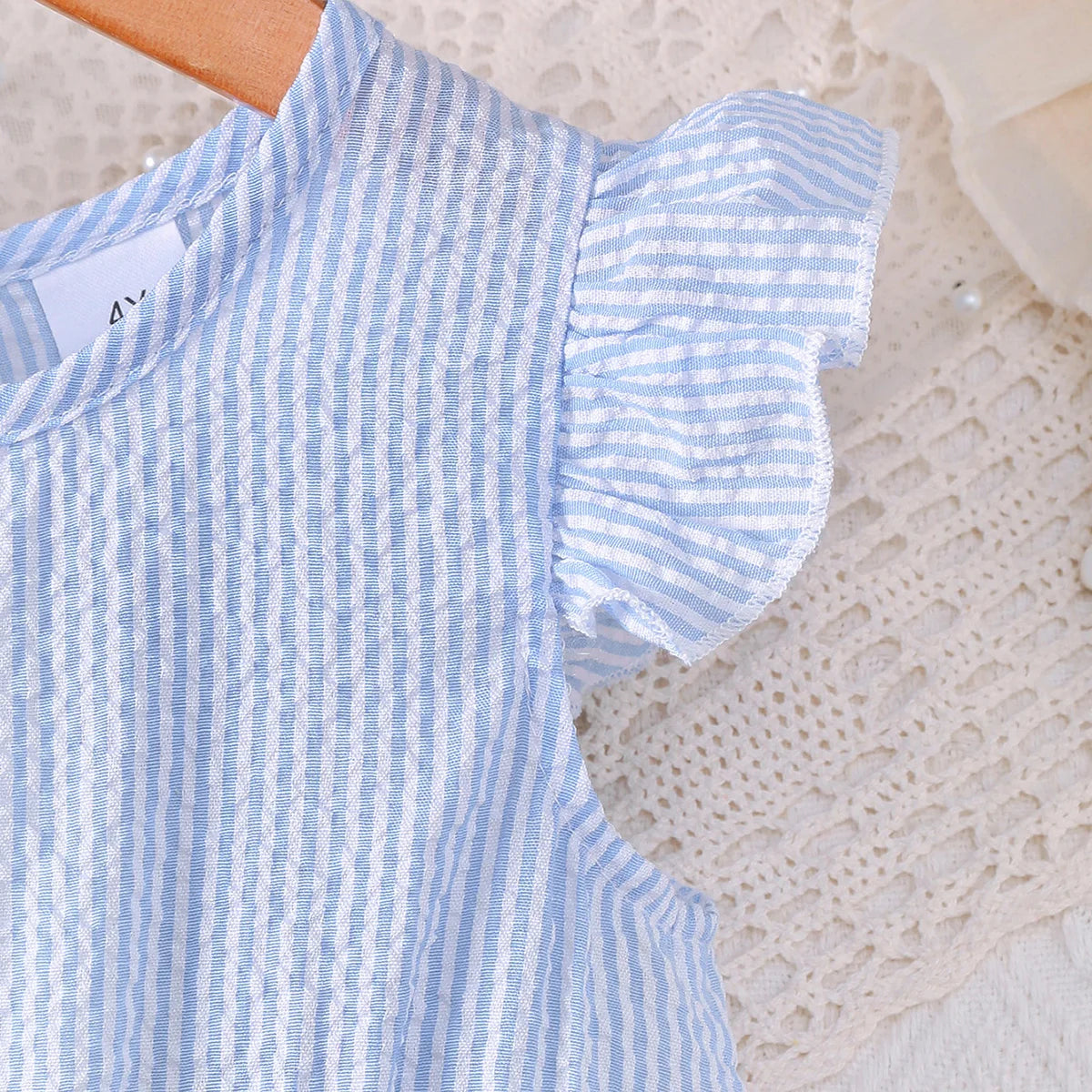 Fashion kids girl Summer Dress Set +Bag Blue White Floral Layered Ruffle Sleeveless Sundress for 2-7Y Casual Children Clothes