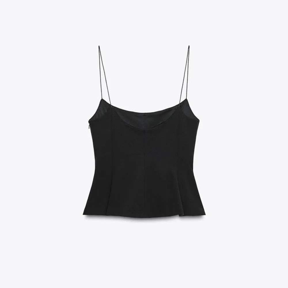 Women's Casual Blouse - Spring/Summer Style. Elastic Shoulder Straps. Round Neckline. Sexy Design. Slim Fit. Valentine's Day Sty