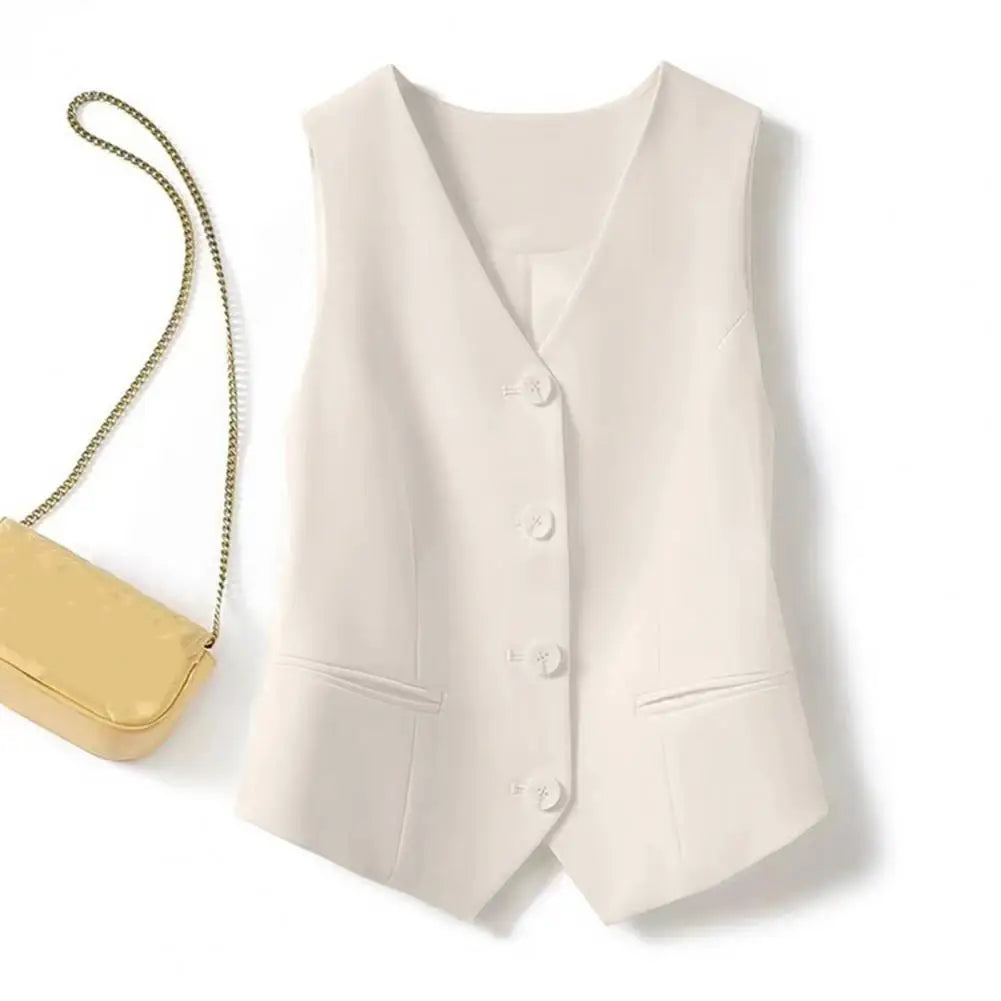 Women Fashion Vest Solid Single Breasted Waistcoats Vest Vintage Jackets Female Chic Lady Tank Tops Sleeveless Vests For Women