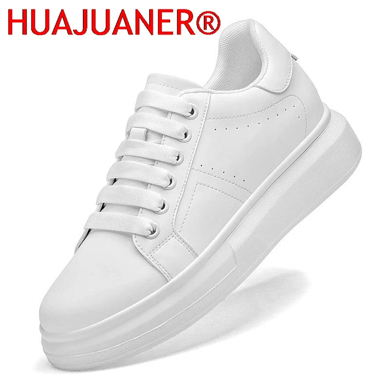 Men's Invisible Height Increasing Elevator Shoes Lace-up Sporty White Sneakers 6cm 8cm 10cm Taller Size Plus Invisible Elevate