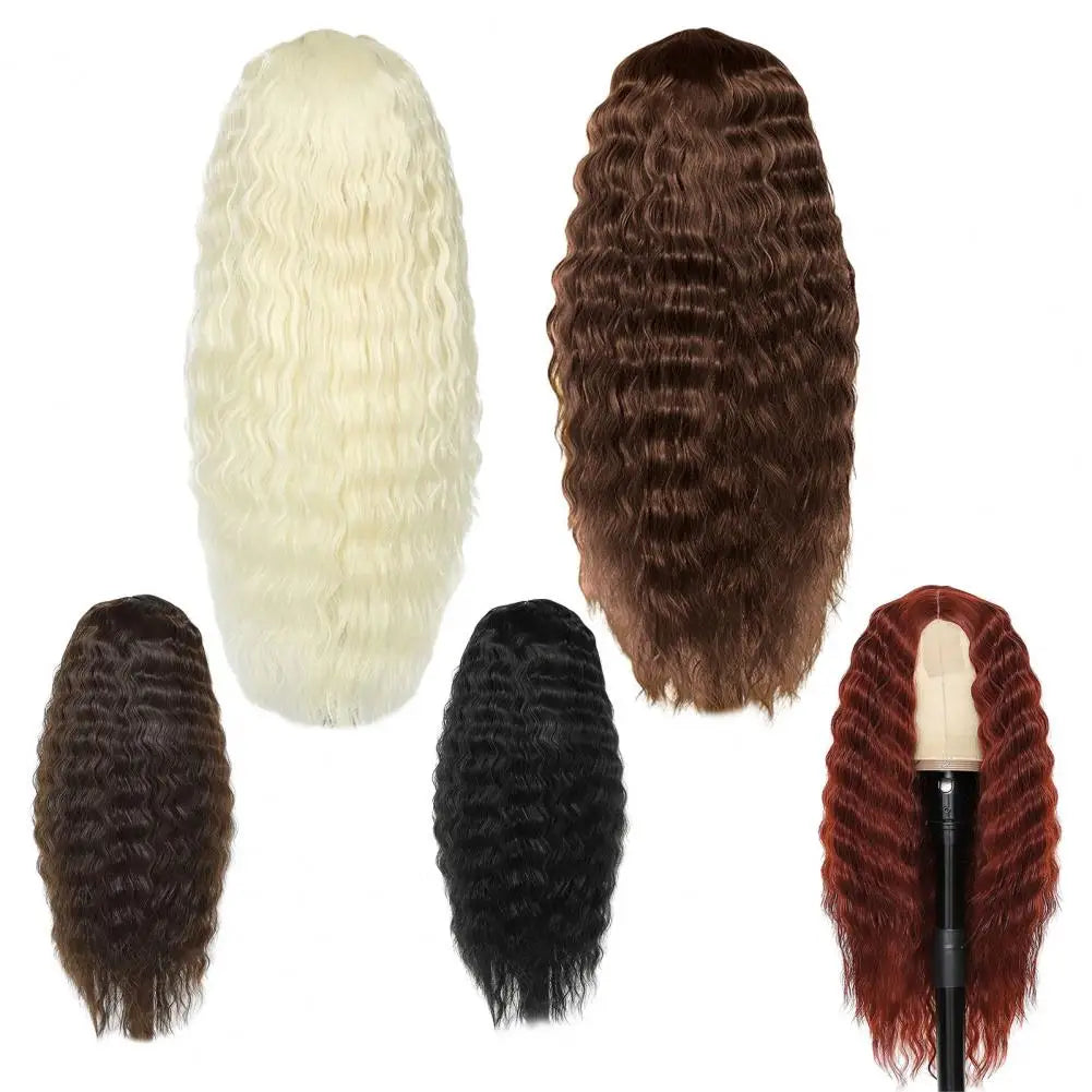 2024 Water Wave Long Curly Wig Jungle Wave Middle Split Glossy Hair Hair Extensions Human Wig African Brazilian Black Women Wig