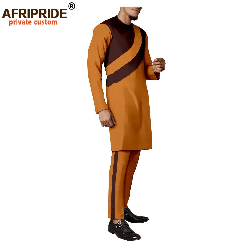 Tracksuit Men African Clothing Long Coats and Trousers 2 Piece Set Traditional Outfits Dashiki Outwear Wax Attire A2016036