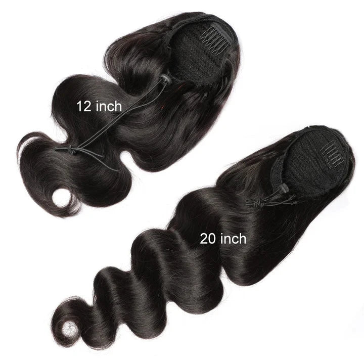 Bopdy Wave Ponytail Extension Drawstring Ponytail 100% Real Human Hair For Black Women Wavy Pony Tails Extensions 26 Inches