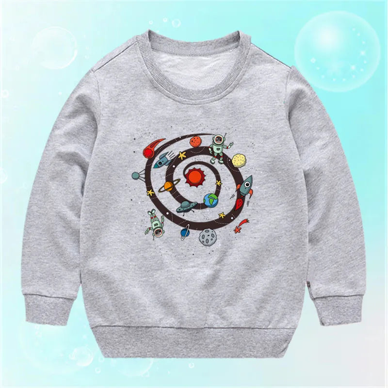Lolocee Kids Sweatshirt,Crew Neck Long Sleeve with Cute Planet Print,Boys Fashion Pullover Top Toddler Children's Daily Wear XQ1 BAZAARHUBO