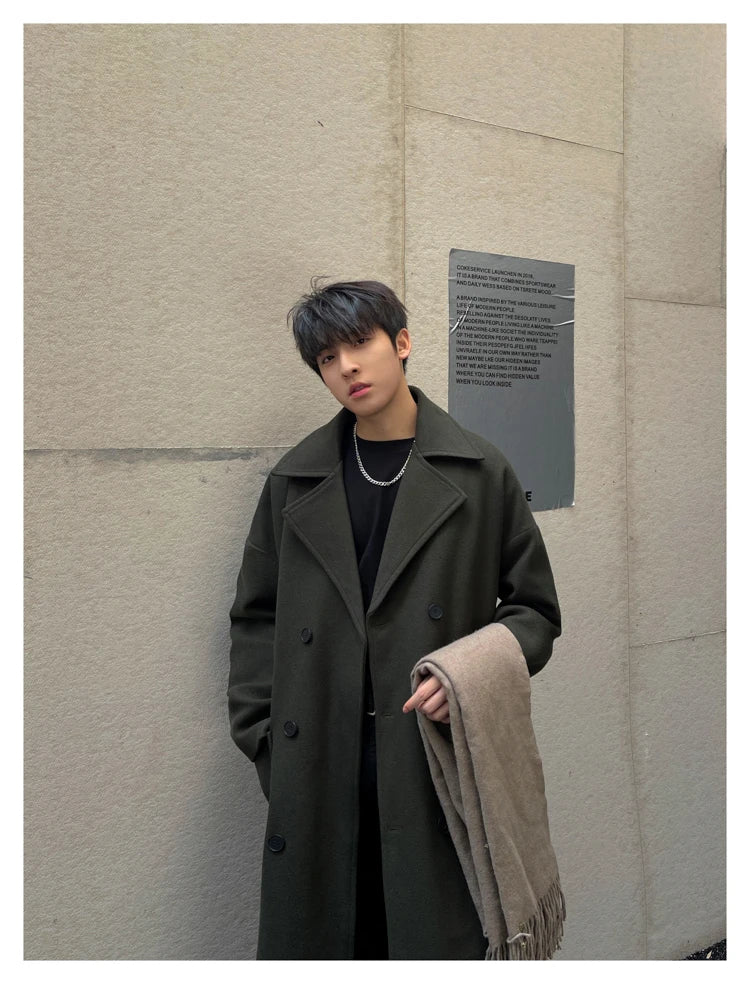 Long Coats Men chamarras para hombre Woolen Jackets winter coat men Trench Male Vintage Loose Heavy Jackets Men Leisure Overcoat