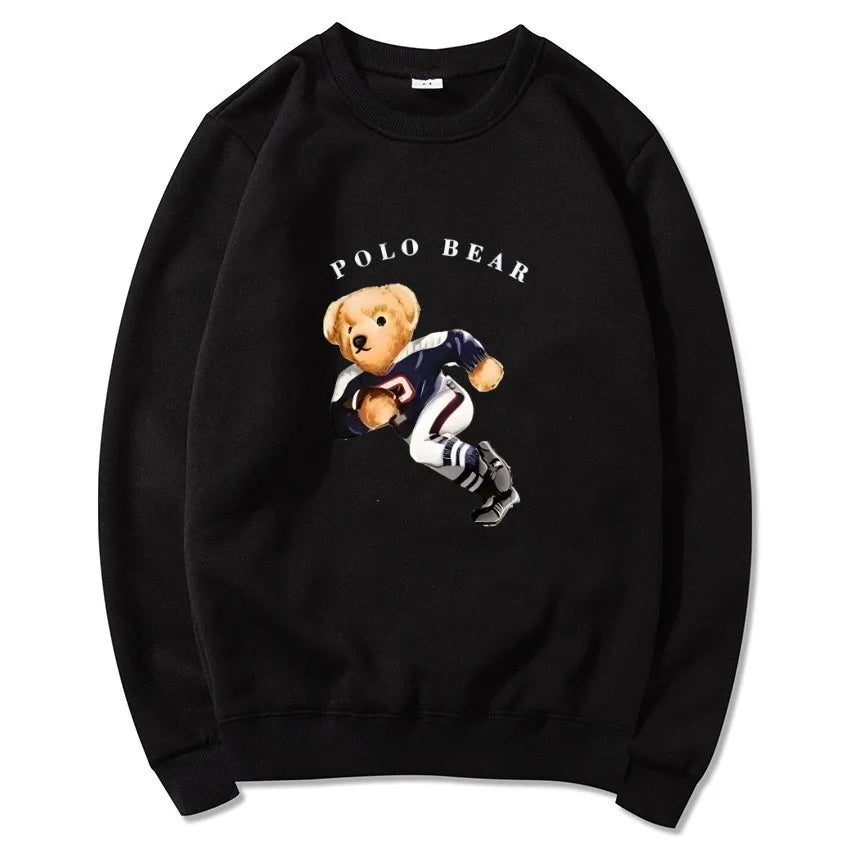 Men's casual and comfortable pullover, fashionable and versatile hooded sweatshirt with teddy bear pattern, sports shirt BAZAARHUBO