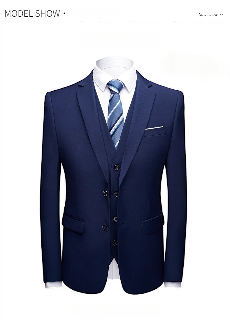 Elegant Suits For Men Wedding 3 Pieces 2 Set  Fashion Classic Full Jackets Vest Pants Blazers Outfit 2024 Formal Costume