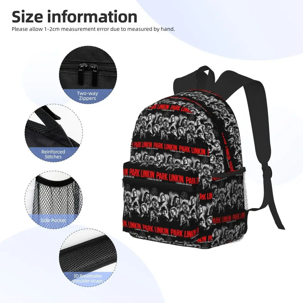 L-Linkin-S P-Park-S Band Student Backpack School Bag Hiking Travel Daypack for Boys Girls Fashion Bookbag Shoulder Bags