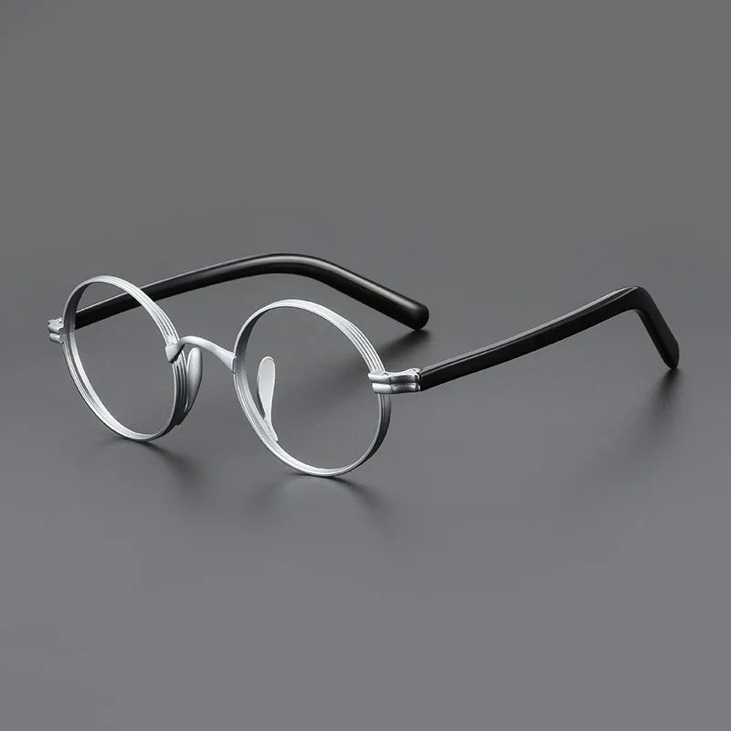 Vintage Wide Edge Alloy Glasses Frame for Men and Women High Quality Optical Acetate Leg Small Round Eyeglasses BAZAARHUBO