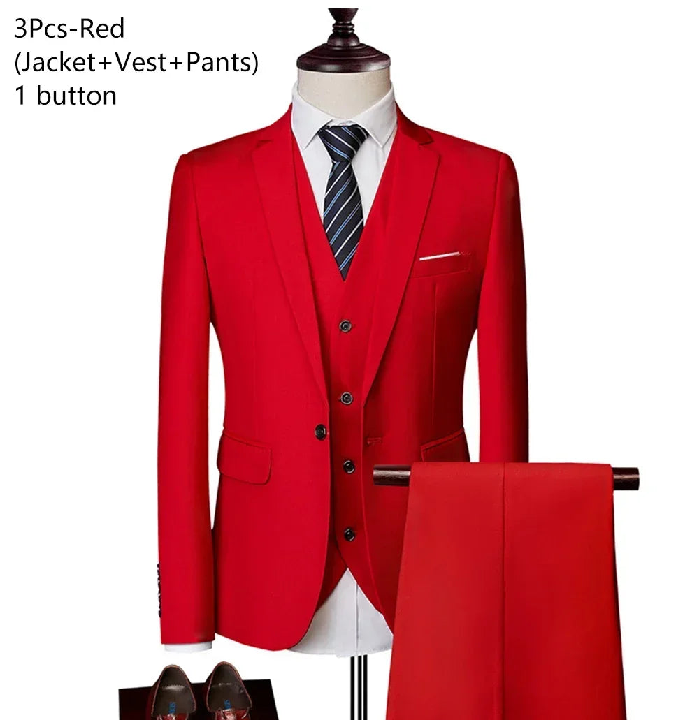 Elegant Suits For Men Wedding 3 Pieces 2 Set  Fashion Classic Full Jackets Vest Pants Blazers Outfit 2024 Formal Costume